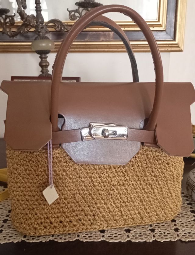 Borsa a mano cuoio beige