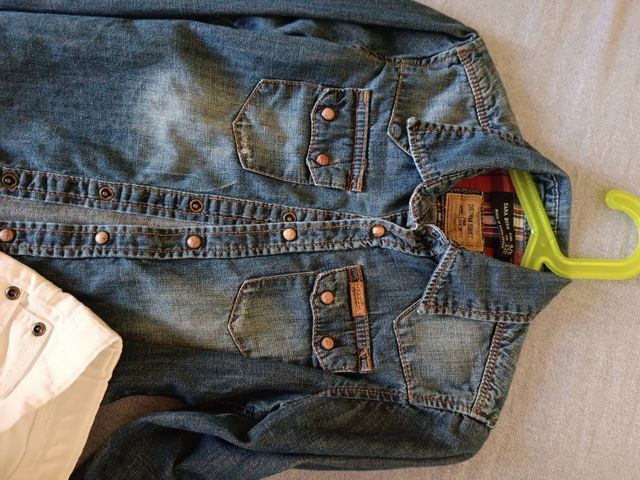 Completo bimbo: camicia jeans, camicia a maniche c