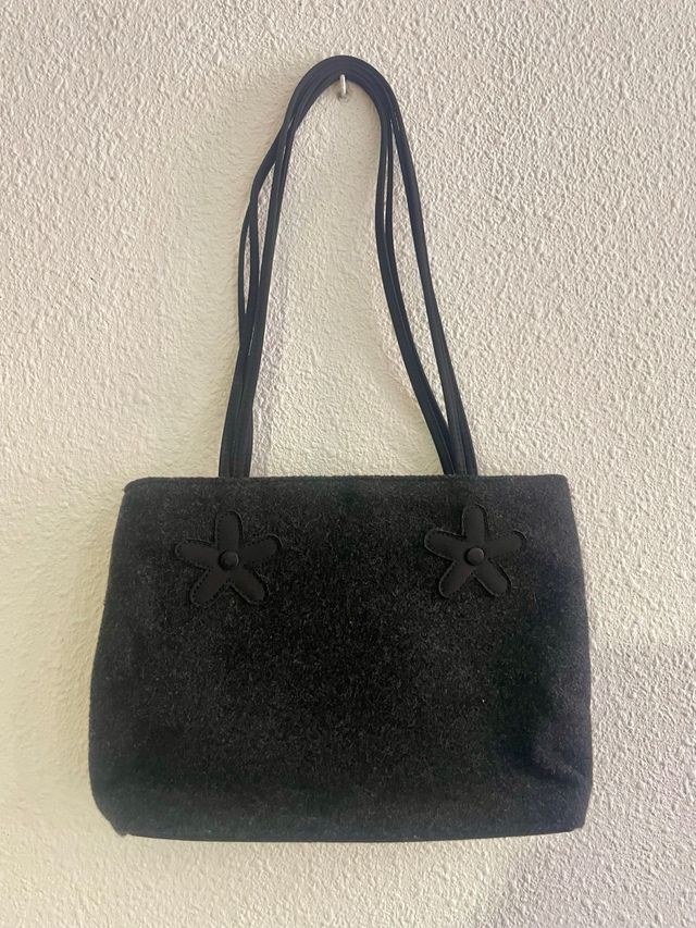 Bolso pequeño negro - flores