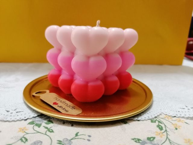 Candela a forma di cuore rosa "degradé"