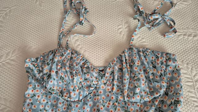 Mono azul estampado flores - Talla S