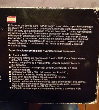 Sony psp base de carga y Sistema Sonido Logic 2.1