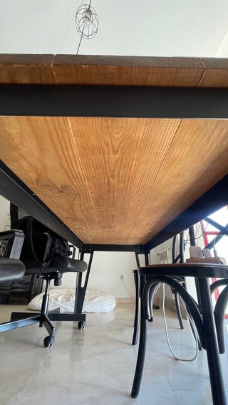 Mesa comedor industrial madera-metal artesanal