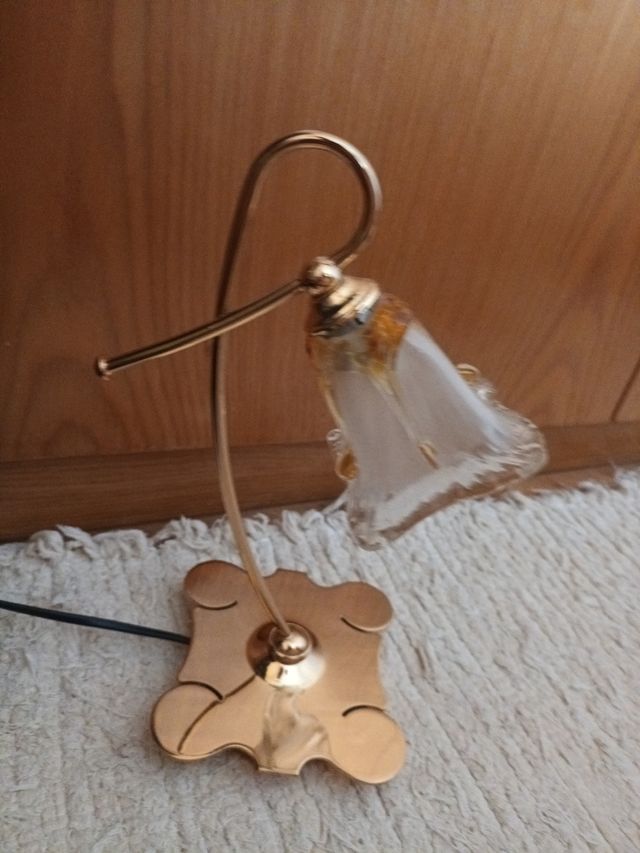 Lampara 3 tulipas cristal dorada