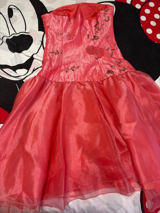 Vestido largo rosa para bodas y fiestas talla XL