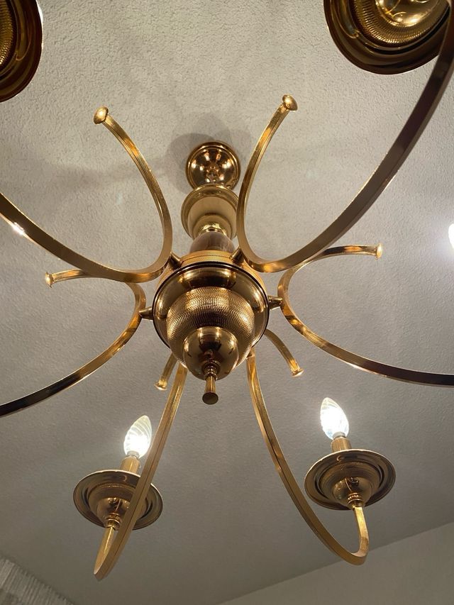 Lampara latón 6 brazos