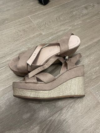 Cuñas beige mujer - talla 38