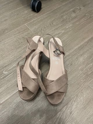 Cuñas beige mujer - talla 38