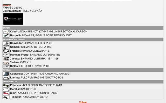 Ridley Noah RS (carbono-ultegra) Talla S.