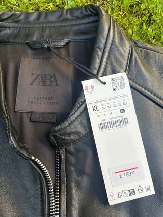 Cazadora cuero Zara XL negra
