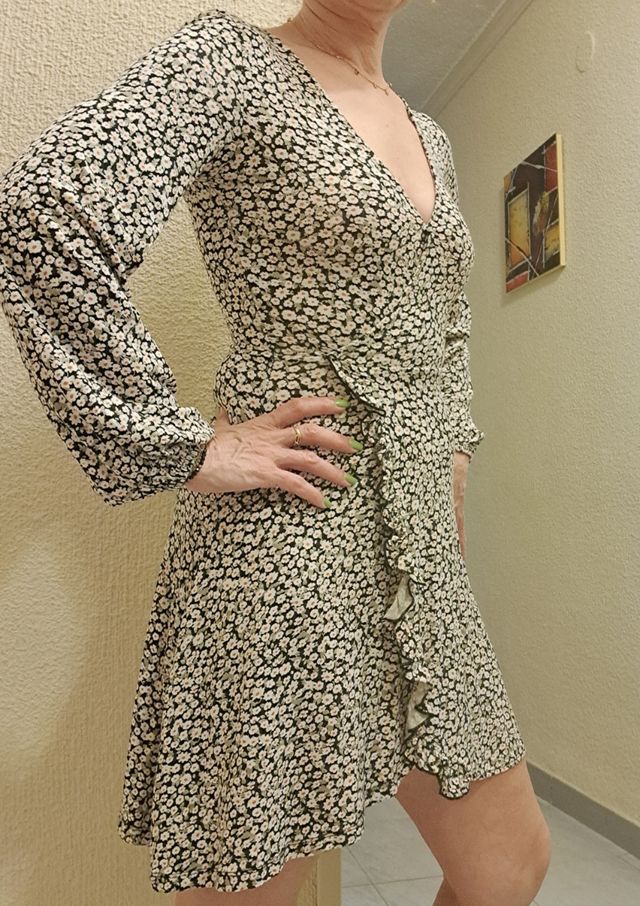 Vestido flores - blanco y negro