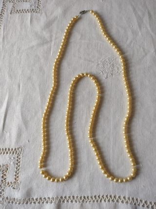 Collar Perlas Vintage Beige
