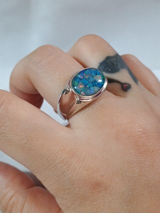 Anillo de ópalo australiano para hombre
