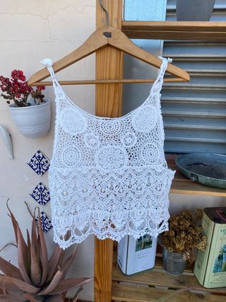 Top crochet ganchillo blanco