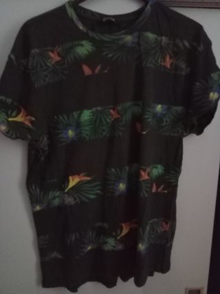 Camiseta de hombre Pull Bear XL - Flores Tropicale