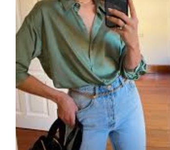 Camisa Zara satinada verde oliva. Sim estrenar