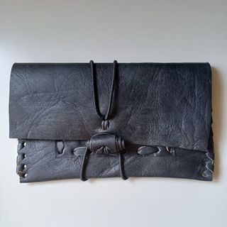 Funda tabaco piel hecha a mano auténtica negro