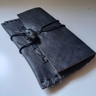 Funda tabaco piel hecha a mano auténtica negro