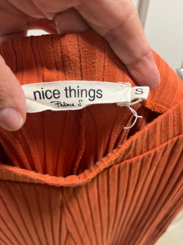 Pantalones punto mujer naranja