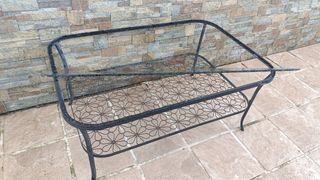 Mesa centro forja cristal Ikea.