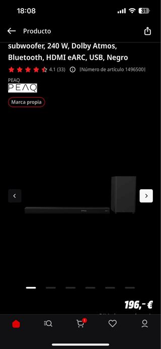 “PEAQ” Barra Sonido Dolby Atmos