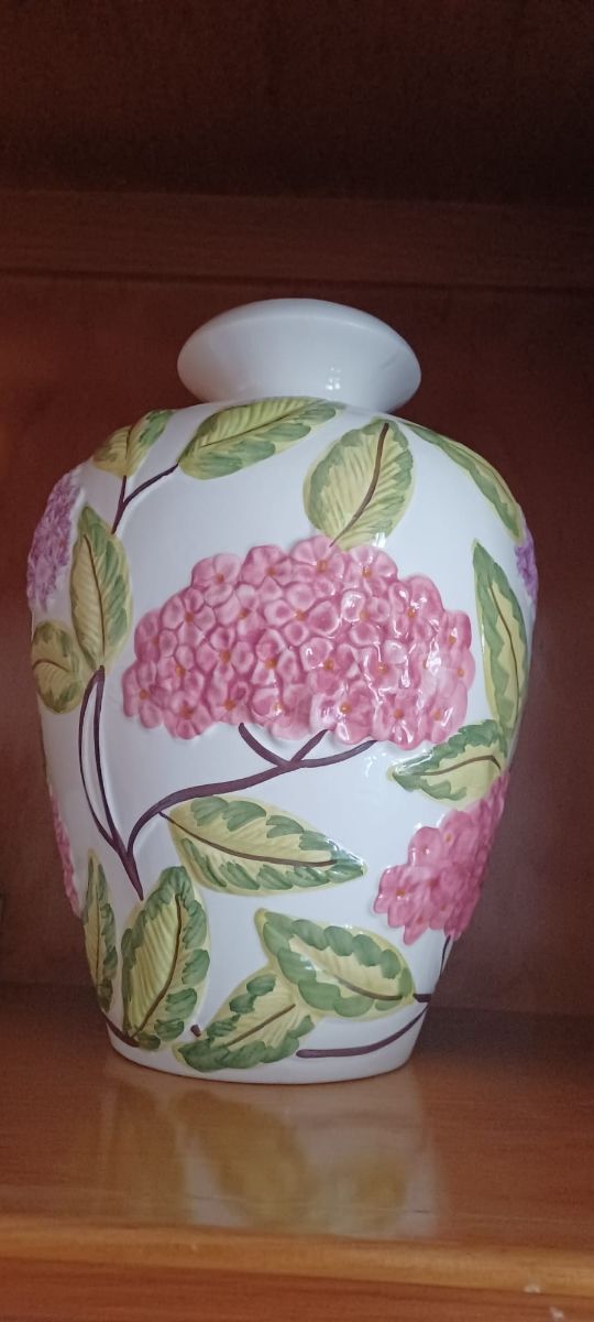 Jarrón porcelana flores - Rosa blanco