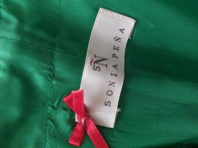 Vestido fiesta verde estampado 36