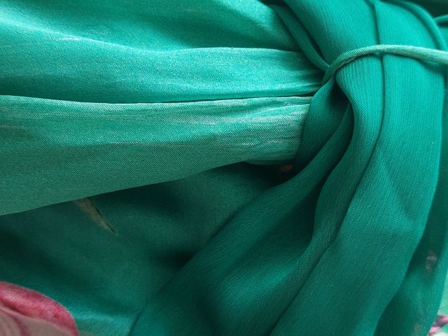 Vestido fiesta verde estampado 36