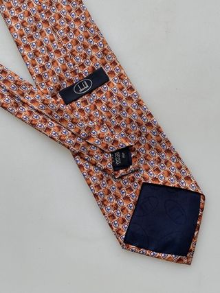 Corbata Dunhill seda marrón beige