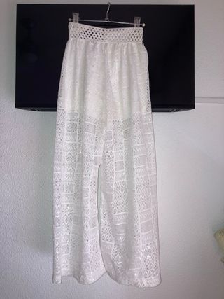 Traje pantalon semitransparente boho