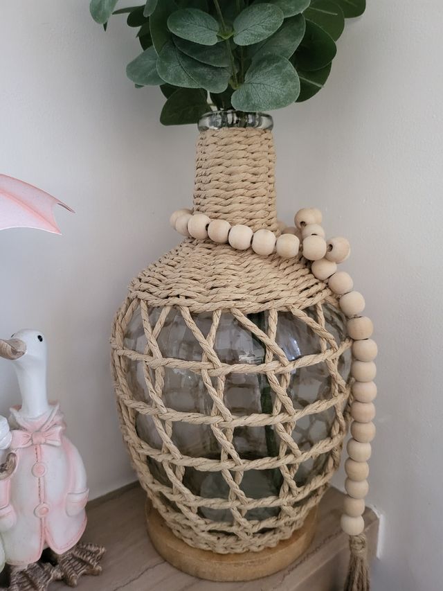 Vaso vetro rattan - Decorazione shabby chic