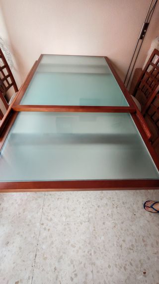 Mesa cristal extensible + sillas