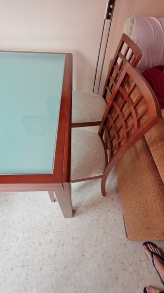 Mesa cristal extensible + sillas