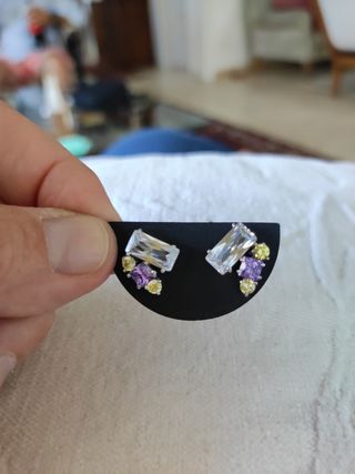 Pendientes plata circonita multicolor