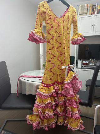 Traje Flamenca Rosa-Amarillo T.34/36