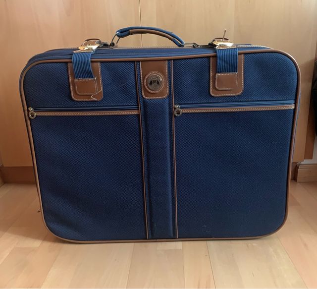 Maleta azul y marrón lona 70x 50x 25
