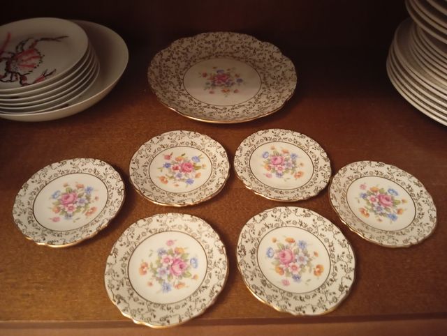 Juego de Postre - Porcelana Antigua Dorada