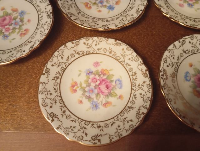 Juego de Postre - Porcelana Antigua Dorada