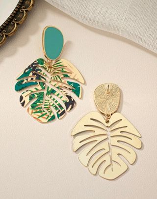 Pendientes hoja monstera