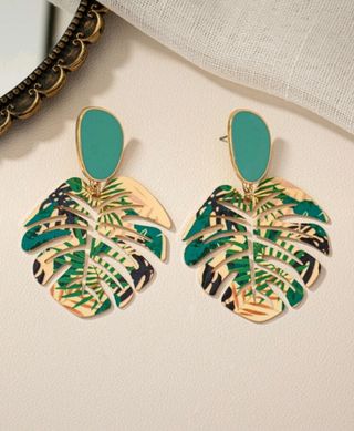 Pendientes hoja monstera
