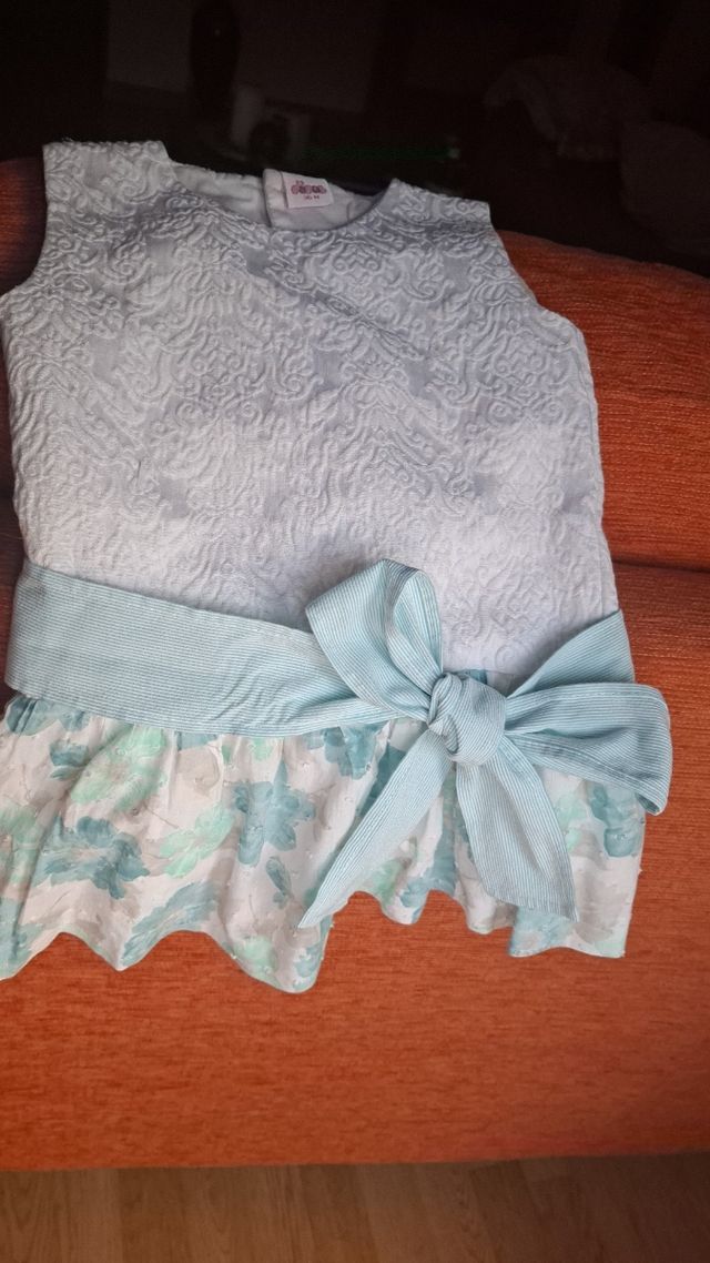 Vestido niña Pipo - Blanco/ verde mar