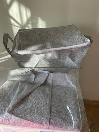 Set 2 Borse Portaoggetti Grigio per biancheria 