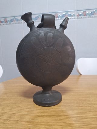 Antiguo Botijo Cerámica Negra