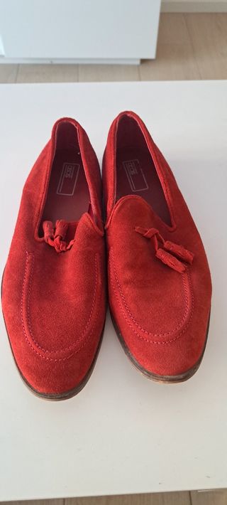 Zapatos de ante rojo hombre