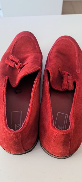 Zapatos de ante rojo hombre