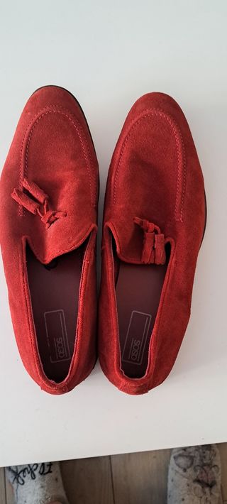 Zapatos de ante rojo hombre