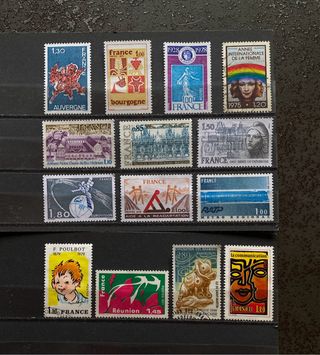 14 sellos usado de Francia