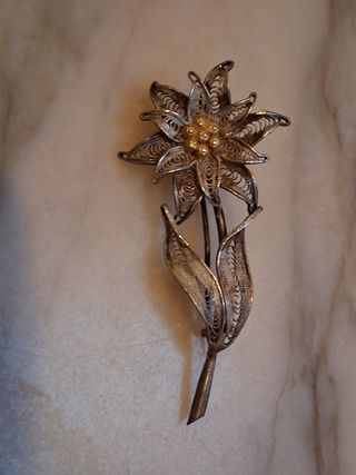 Spilla fiore argento 800