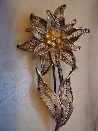 Spilla fiore argento 800