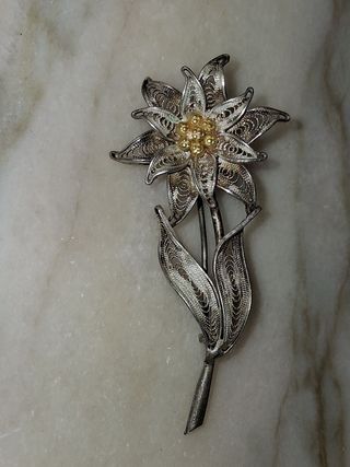Spilla fiore argento 800